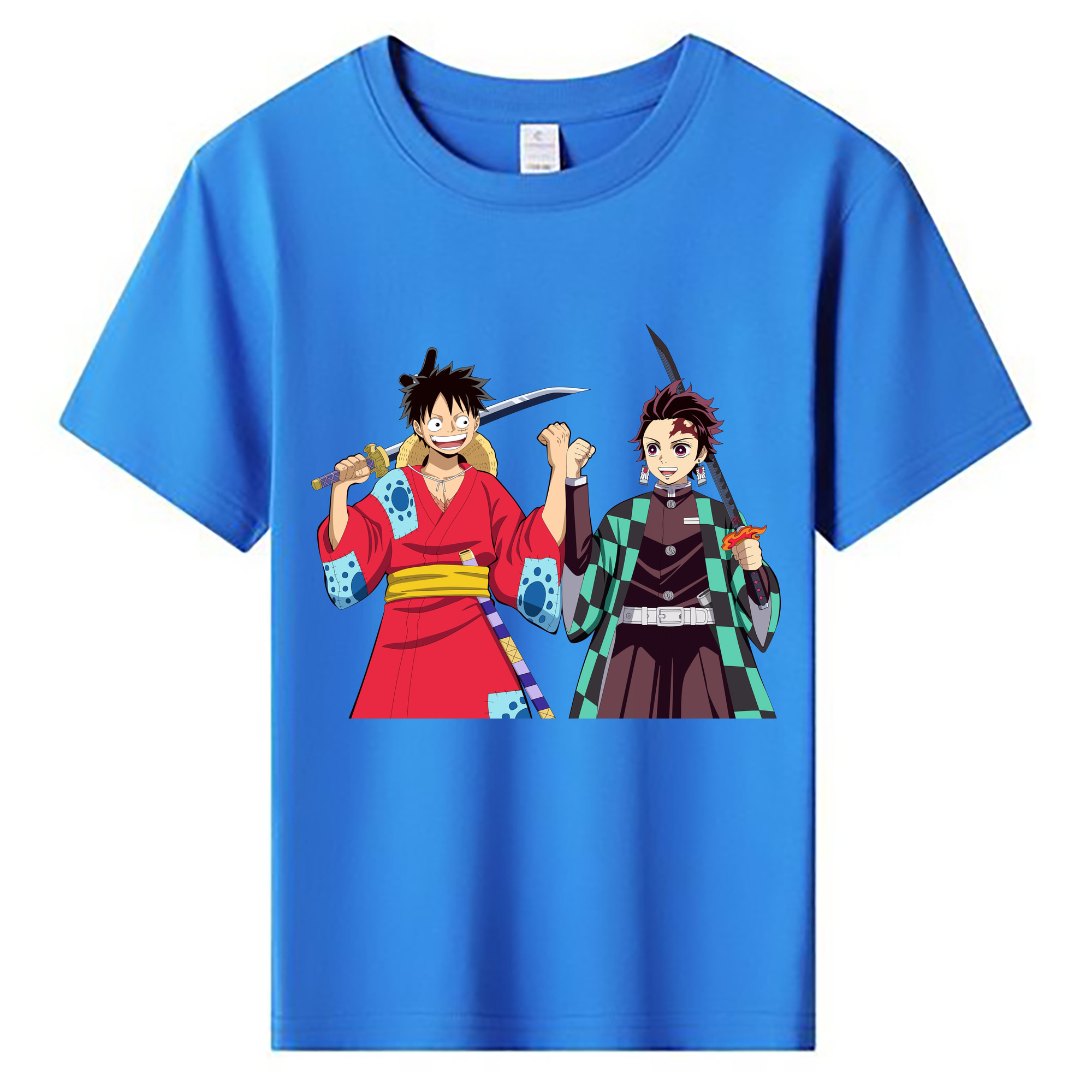 （画像用） 鬼滅の刃 竈門 炭治郎／かまど たんじろう Kamado Tanjirou 綿100％キッズTシャツ（フロントプリント）